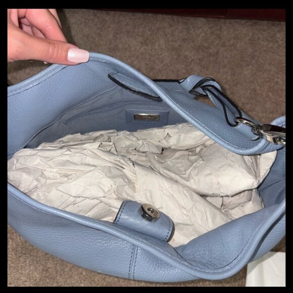 Talbots Light Blue Genuine Leather Hobo Bag - Picture 2 of 3